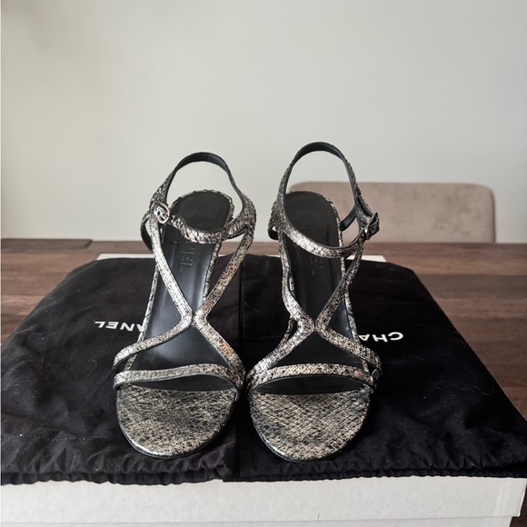 Chanel Metallic Python Sandals - Picture 2 of 10
